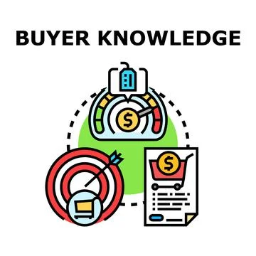 Buyer knowledge and consumer behavior understanding concept Stock Illustration