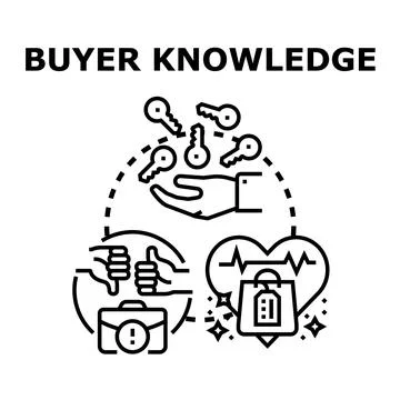 Buyer knowledge finding successful purchasing solution keys Stock Illustration