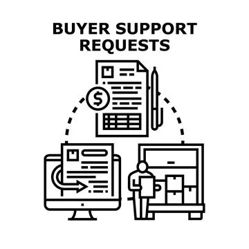 Buyer support requests processing customer service management Stockillustratie