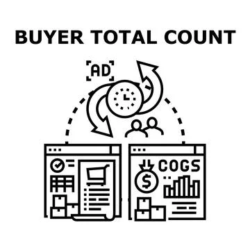 Buyer total count analysis optimizing business costs Stock Illustration