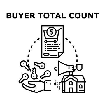 Buyer total count measuring purchase customer transactions Ilustración de archivo