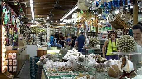 Buyers in 'The Shell Warehouse' gift store at Mallory Square. Key West 動画素材 51431393