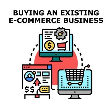 Buying and managing an existing e commerce business concept Stock Illustration