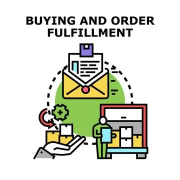 Buying and order fulfillment process concept illustration 스톡 일러스트