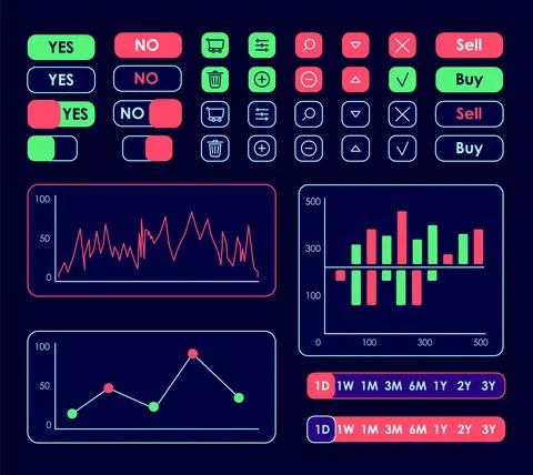 Buying and selling UI elements kit 스톡 일러스트