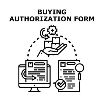 Buying authorization form concept for purchase approval documentation Stockillustratie