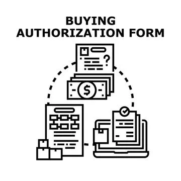 Buying authorization form document process concept Stock Illustration
