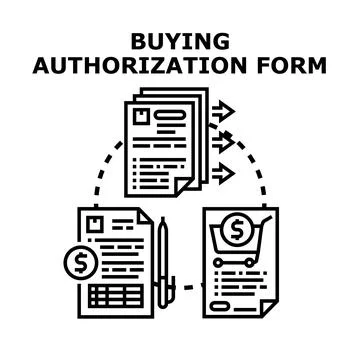 Buying authorization form document processing concept Stock Illustration