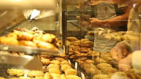 Buying at bakery Stock Footage 23831630
