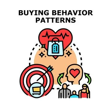 Buying behavior patterns for market consumer analysis 스톡 일러스트