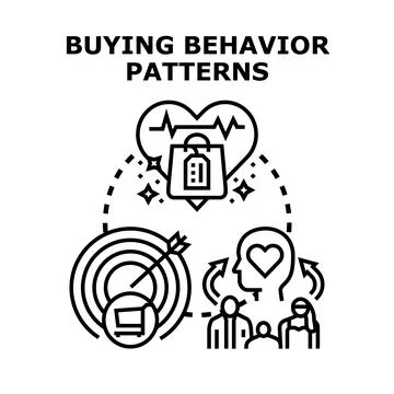 Buying behavior patterns for market consumer analysis 스톡 일러스트