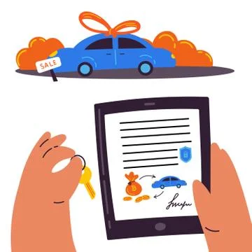 Buying a car through a smart contract Stock Illustration