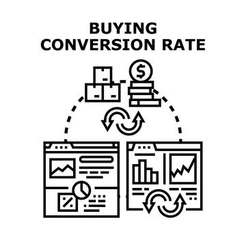Buying conversion rate optimizing e commerce sales performance Stock Illustration