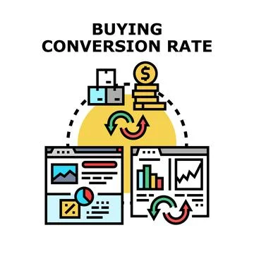 Buying conversion rate optimizing e commerce sales performance Stock Illustration