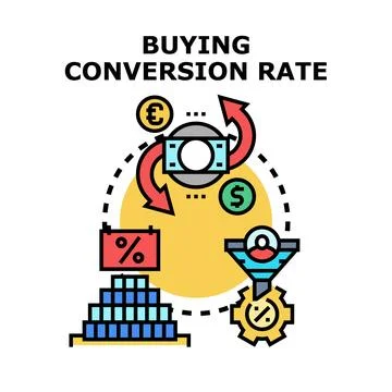 Buying conversion rate optimizing sales funnel process Stock Illustration