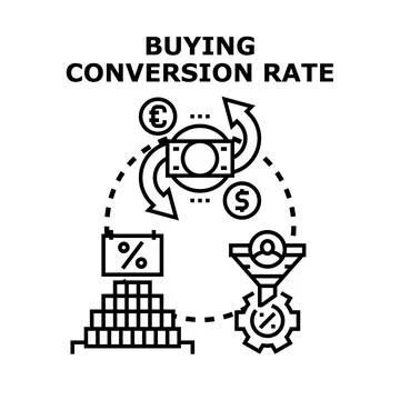 Buying conversion rate optimizing sales funnel process Stock Illustration