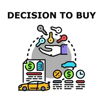 Buying decision process for new vehicle concept Stock Illustration