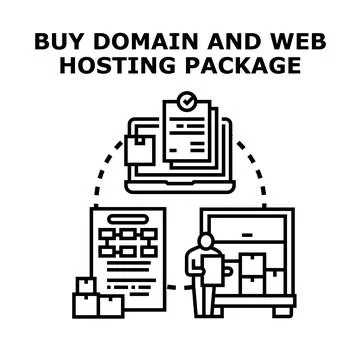 Buying domain and web hosting package Stock Illustration
