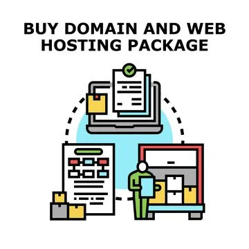 Buying domain and web hosting package Stock Illustration