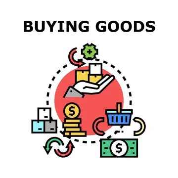 Buying goods process transaction loop concept Ilustração Stock
