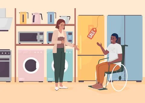Buying household appliance flat color vector illustration Stockillustratie