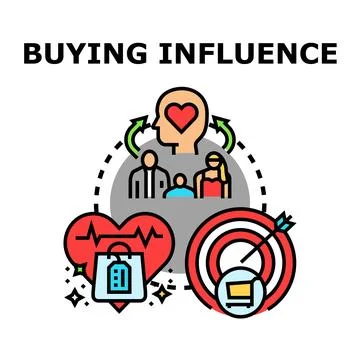 Buying influence creating customer loyalty and engaging marketing strategy Ilustração Stock