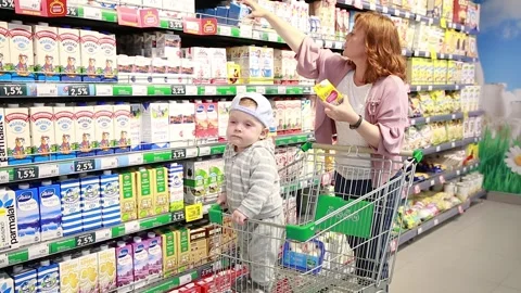 Buying milk Stock Footage 134020443