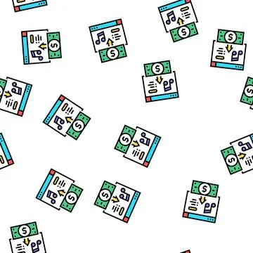 Buying music vector seamless pattern Illustrazione stock