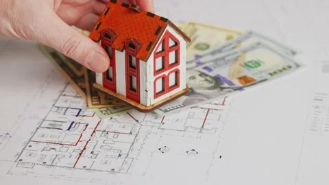 Buying new orange house Video stock 238564316