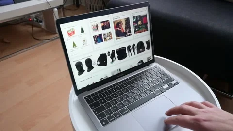 Buying online on the computer on the Amazon website Video stock 258350264