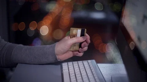 Buying Online Late in the Evening Stock Footage 70864750