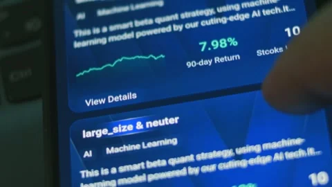 Buying an online study course about machine learning using a mobile phone Stock Footage 249938543