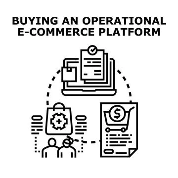 Buying operational e commerce platform for online business Stock Illustration