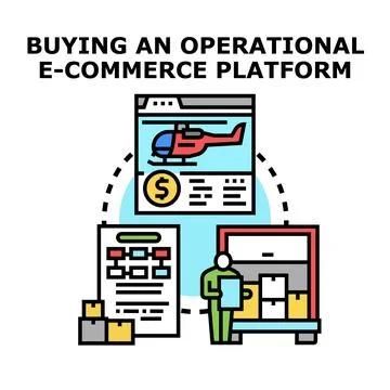 Buying operational e commerce platform business online Stock Illustration
