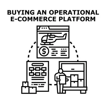 Buying operational e commerce platform business online Stock Illustration