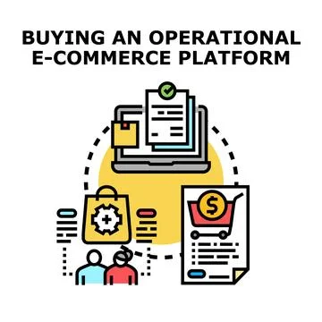 Buying operational e commerce platform for online business Stock Illustration