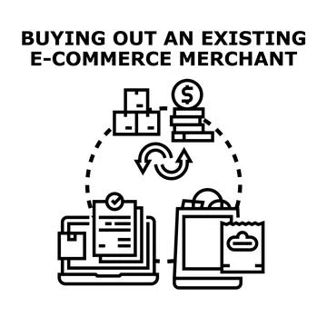 Buying out existing e commerce merchant business concept Stock Illustration