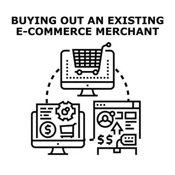 Buying out existing e commerce merchant business acquisition Stock Illustration