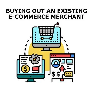 Buying out existing e commerce merchant business acquisition Stock Illustration