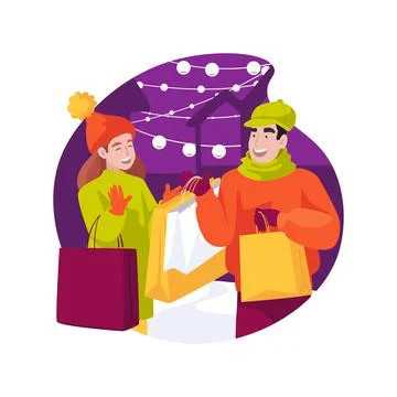 Buying presents isolated cartoon vector illustration. Ilustración de archivo