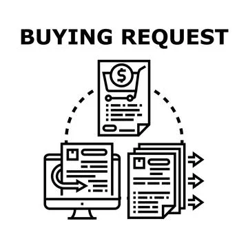 Buying request process for online order fulfillment Stock Illustration