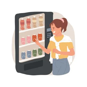 Buying soft drinks isolated cartoon vector illustration. Stock Illustration