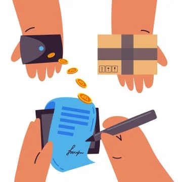 Buying things through a blockchain contract Stock Illustration