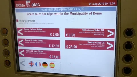Buying Tickets On A Machine Inside The Rome Metro In Rome, Italy Stock Footage 154974441