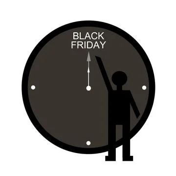 Buying Time, A Deadline Clock for Start Black Friday Shopping Season Isolated Stock Illustration