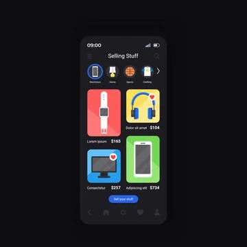 Buying used items through internet smartphone interface vector template Stock Illustration