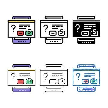 Buying window on diversity tablet screen color icon vector Illustrazione stock