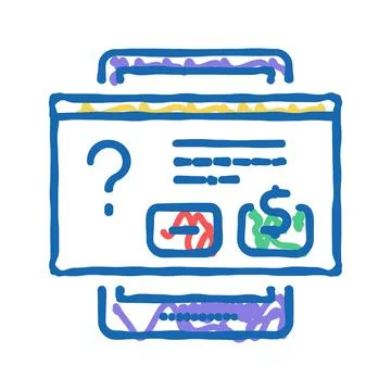 Buying window on tablet screen icon doodle illustration Stock Illustration