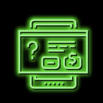 Buying window on tablet screen neon glow icon illustration Stock Illustration