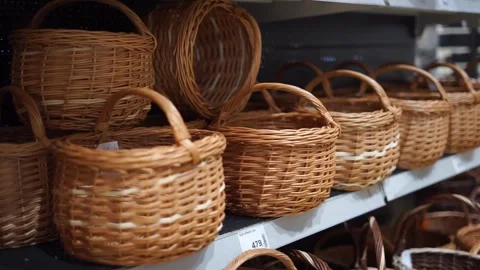 Buys a knitted basket in a store Stock Footage 260019008